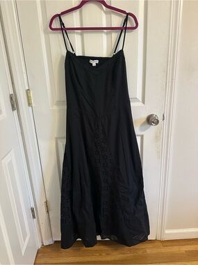 Black Eyelet Maxi Slip Dress with Spaghetti Straps